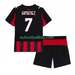 AC Milan Santiago Gimenez 7 Home Football Shirts 2025-2026 Kids LS