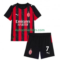 AC Milan Santiago Gimenez 7 Home Football Shirts 2025-2026 Kids LS