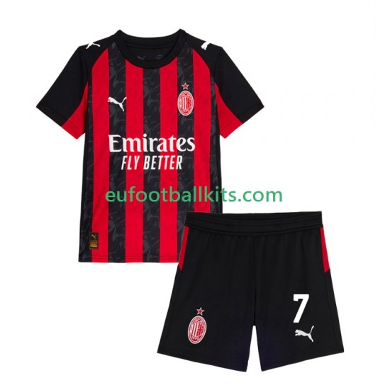 AC Milan Santiago Gimenez 7 Home Football Shirts 2025-2026 Kids LS