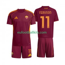AS Roma Evan Ferguson 11 Home Football Shirts 2025-2026 Kids LS