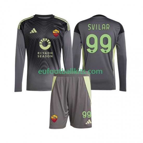 AS Roma Goalkeeper Mile Svilar 99 Home Football Shirts 2025-2026 Kids SS