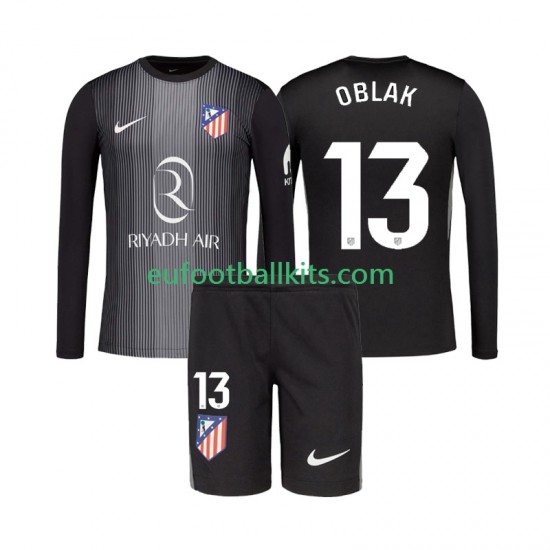 Atletico Madrid Goalkeeper Jan Oblak 13 Away Football Shirts 2025-2026 Kids SS