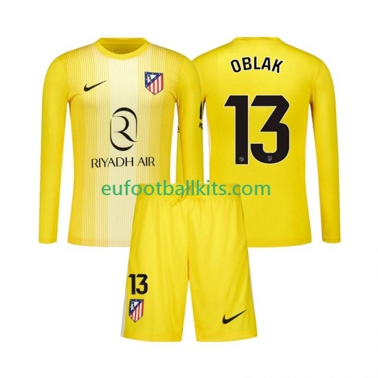 Atletico Madrid Goalkeeper Jan Oblak 13 Home Football Shirts 2025-2026 Kids SS