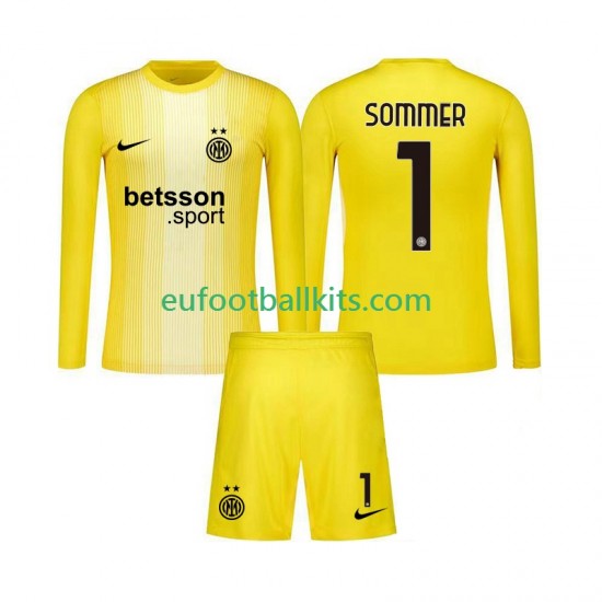 Inter Milan Goalkeeper Yann Sommer 1 Away Football Shirts 2025-2026 Kids SS