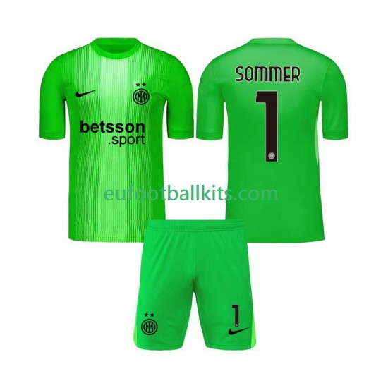 Inter Milan Goalkeeper Yann Sommer 1 Third Football Shirts 2025-2026 Kids LS