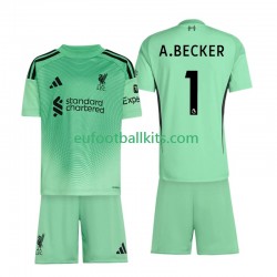 Liverpool Goalkeeper Alisson Becker 1 Home Football Shirts 2025-2026 Kids LS