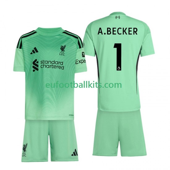 Liverpool Goalkeeper Alisson Becker 1 Home Football Shirts 2025-2026 Kids LS