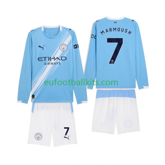 Manchester City Omar Marmoush 7 Home Football Shirts 2025-2026 Kids SS