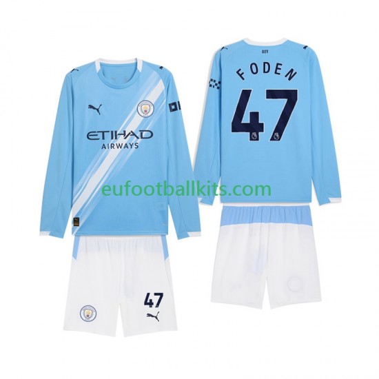 Manchester City Phil Foden 47 Home Football Shirts 2025-2026 Kids SS