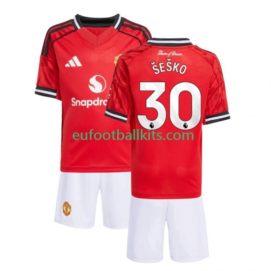 Manchester United Benjamin Sesko 30 Home Football Shirts 2025-2026 Kids LS