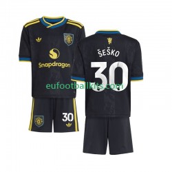 Manchester United Benjamin Sesko 30 Third Football Shirts 2025-2026 Kids LS