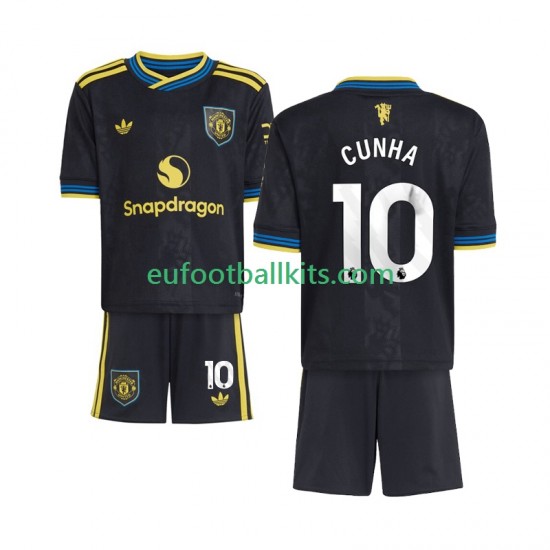 Manchester United Matheus Cunha 10 Third Football Shirts 2025-2026 Kids LS