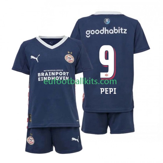 PSV Eindhoven Ricardo Pepi 9 Away Football Shirts 2025-2026 Kids LS