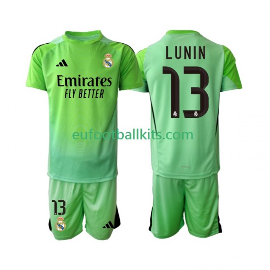 Real Madrid Goalkeeper Andriy Lunin 13 Away Football Shirts 2025-2026 Kids LS