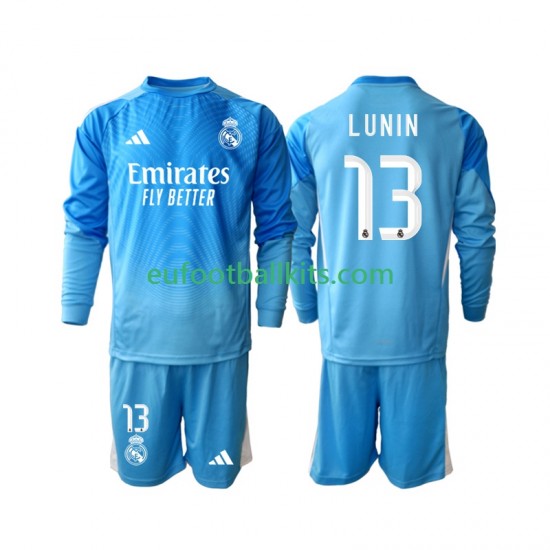 Real Madrid Goalkeeper Andriy Lunin 13 Home Football Shirts 2025-2026 Kids SS