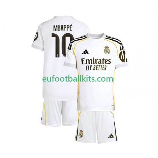 Real Madrid Kylian Mbappe 10 Home Football Shirts 2025-2026 Kids LS