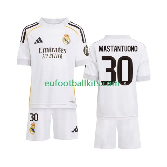 Real Madrid Mastantuono 30 Home Football Shirts 2025-2026 Kids LS