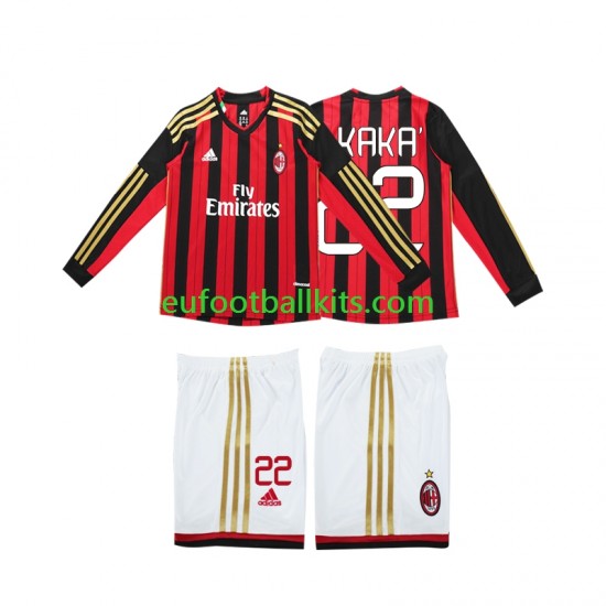 AC Milan Kaka 22 Retro Home Football Shirts 2013 2014 Kids SS