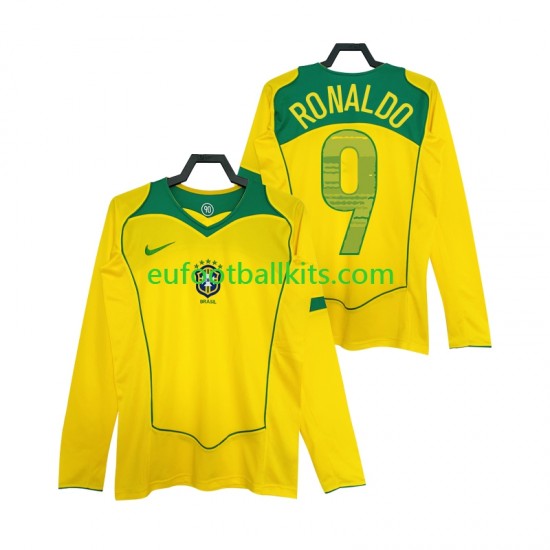Brazil RONALDO 9 Retro Home Football Shirts 2004 Men SS