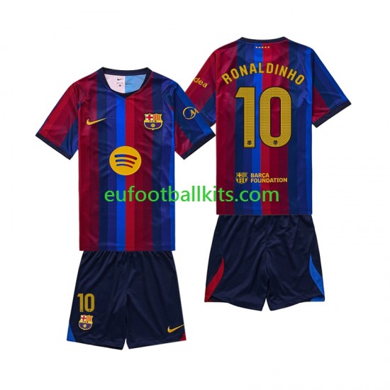 FC Barcelona RONALDINHO 10 Home Football Shirts 2026-2027 Kids LS