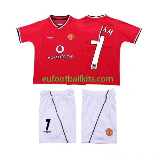 Manchester United BECKHAM 7 Retro Home Football Shirts 2000 2002 Kids LS