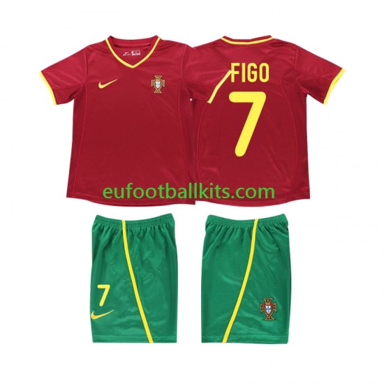 Portugal FIGO 7 Retro Home Football Shirts 2002 Kids LS
