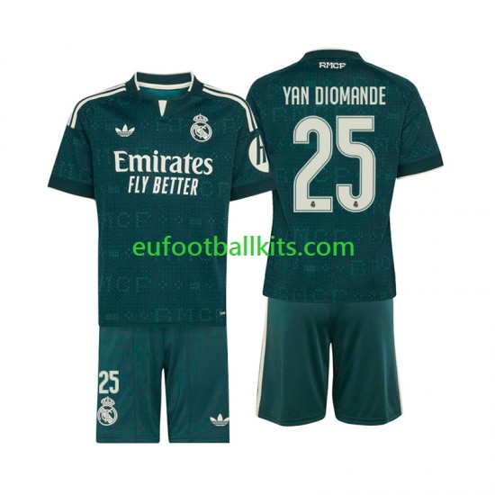 Real Madrid Yan Diomande 25 Away Football Shirts 2026-2027 Kids LS