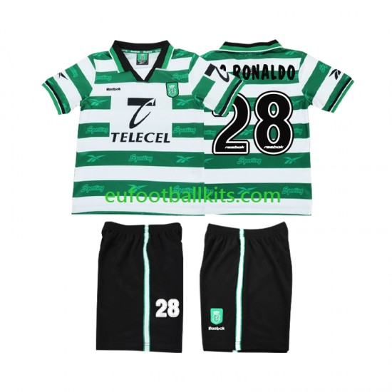 Sporting CP Cristiano Ronaldo 28 Retro Home Football Shirts 1999 2000 Kids LS