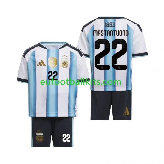 Argentina Franco Mastantuono 22 Home Football Shirts World Cup 2026 Kids LS