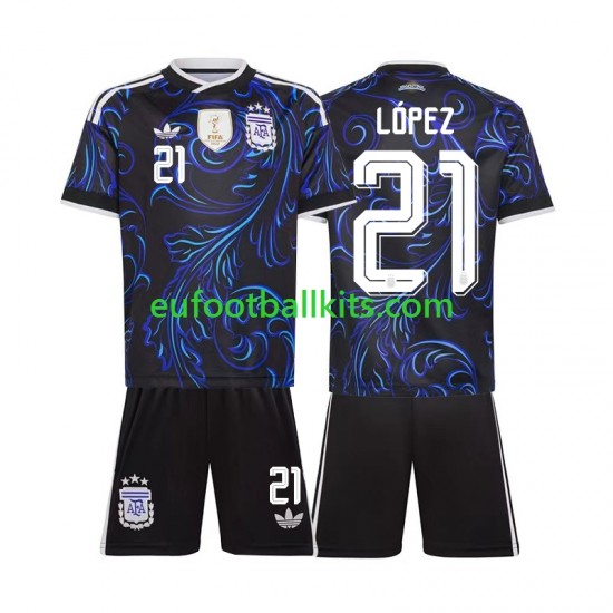 Argentina Jose Manuel Lopez 21 Away Football Shirts World Cup 2026 Kids LS
