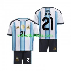 Argentina Jose Manuel Lopez 21 Home Football Shirts World Cup 2026 Kids LS