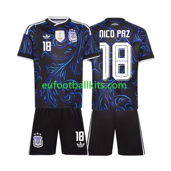 Argentina Nico Paz 18 Away Football Shirts World Cup 2026 Kids LS