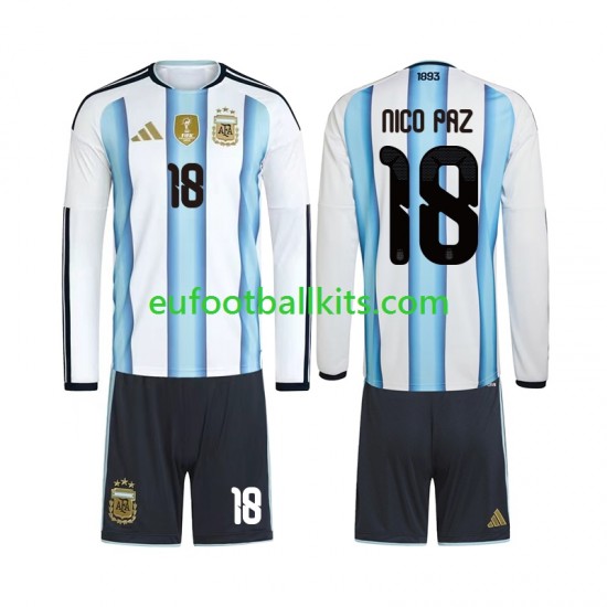 Argentina Nico Paz 18 Home Football Shirts World Cup 2026 Kids SS