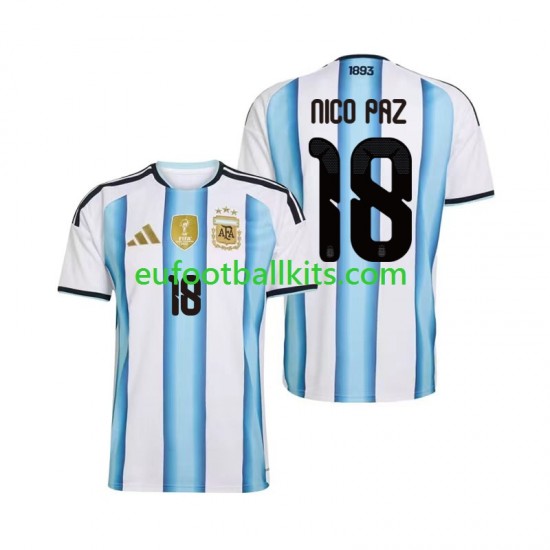 Argentina Nico Paz 18 Home Football Shirts World Cup 2026 Men LS