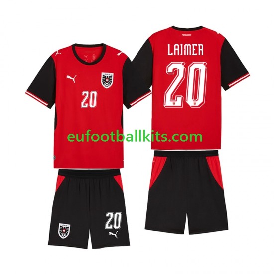 Austria Konrad Laimer 20 Home Football Shirts World Cup 2026 Kids LS