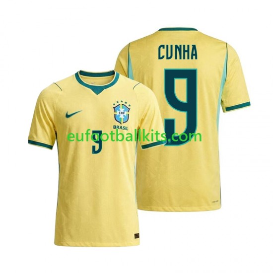 Brazil Matheus Cunha 9 Home Football Shirts World Cup 2026 Men LS