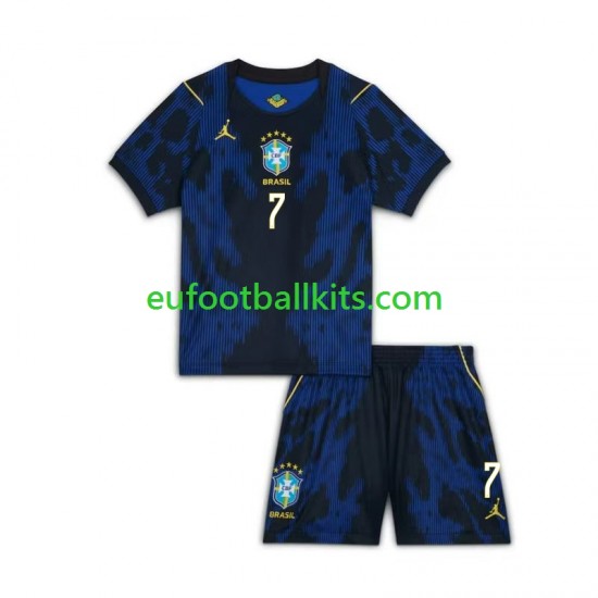 Brazil Vinicius Junior 7 Away Football Shirts World Cup 2026 Kids LS