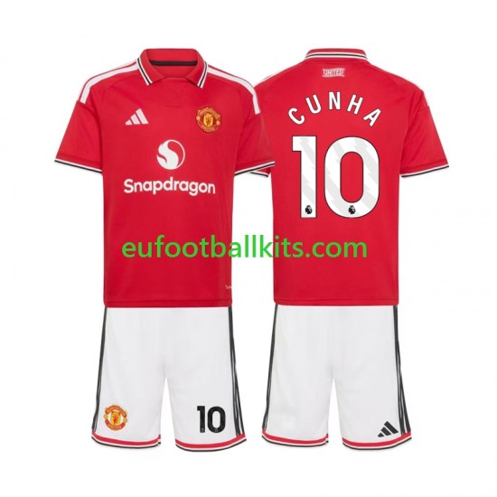 Manchester United Matheus Cunha 10 Home Football Shirts 2026-2027 Kids LS