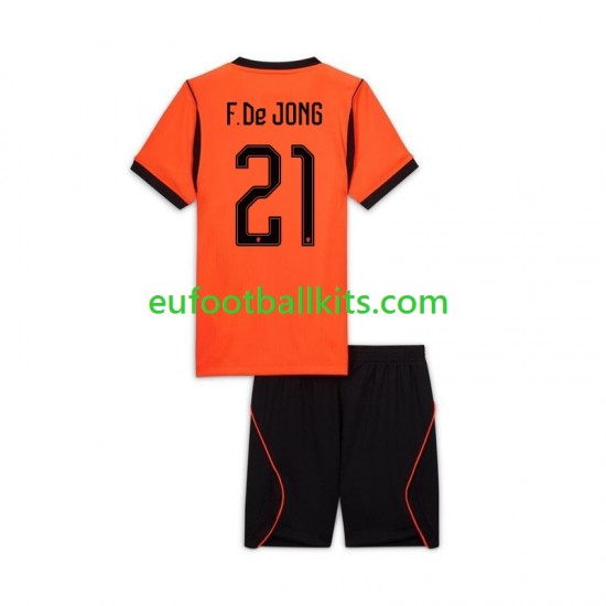 Netherlands Frenkie de Jong 21 Home Football Shirts World Cup 2026 Kids LS