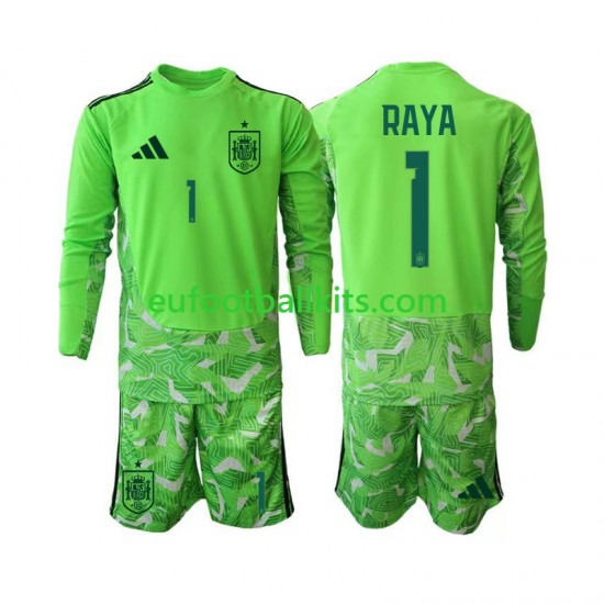 Spain Goalkeeper David Raya 1 6th Green color Football Shirts World Cup 2026 Kids SS