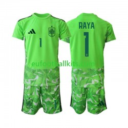 Spain Goalkeeper David Raya 1 6th Green color Football Shirts World Cup 2026 Kids LS