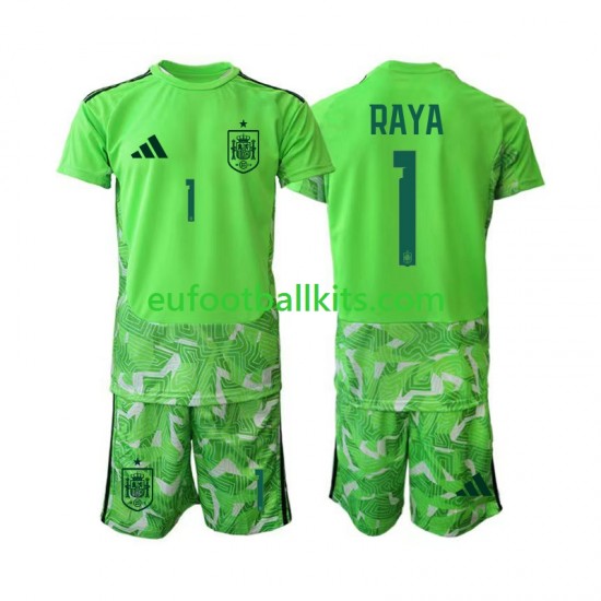 Spain Goalkeeper David Raya 1 6th Green color Football Shirts World Cup 2026 Kids LS