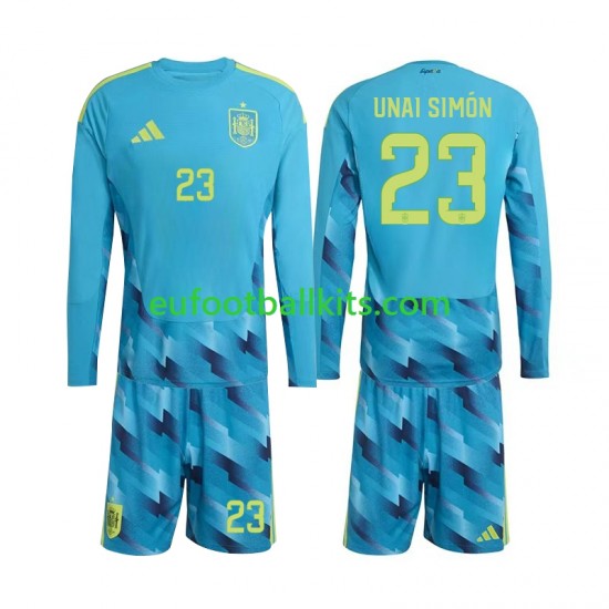 Spain Goalkeeper Unai Simon 23 Home Football Shirts World Cup 2026 Kids SS