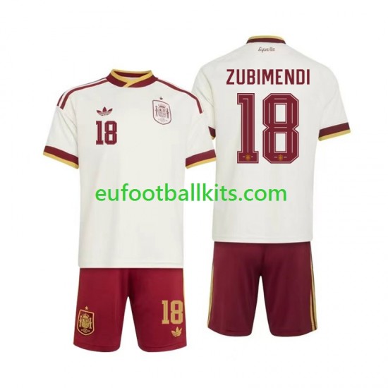 Spain Martin Zubimendi 18 Away Football Shirts World Cup 2026 Kids LS