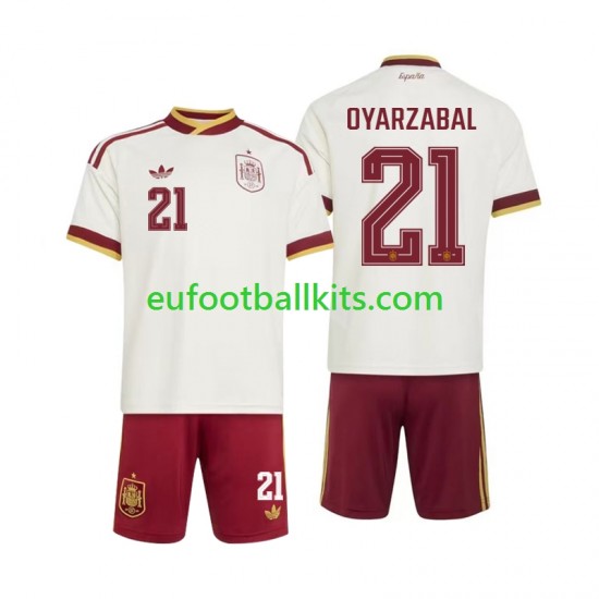 Spain Mikel Oyarzabal 21 Away Football Shirts World Cup 2026 Kids LS