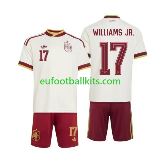 Spain Nico Williams 17 Away Football Shirts World Cup 2026 Kids LS