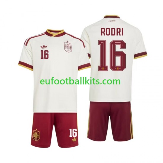 Spain Rodri 16 Away Football Shirts World Cup 2026 Kids LS