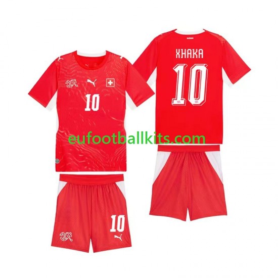 Switzerland Granit Xhaka 10 Home Football Shirts World Cup 2026 Kids LS