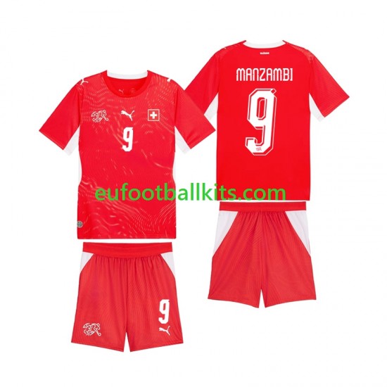 Switzerland Johan Manzambi 9 Home Football Shirts World Cup 2026 Kids LS