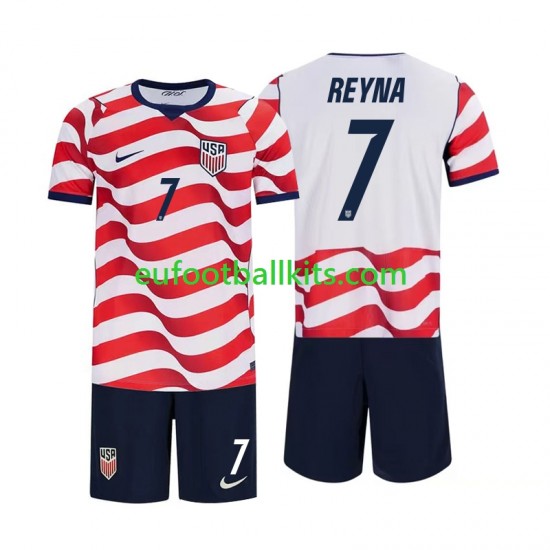 USA Giovanni Reyna 7 Home Football Shirts World Cup 2026 Kids LS